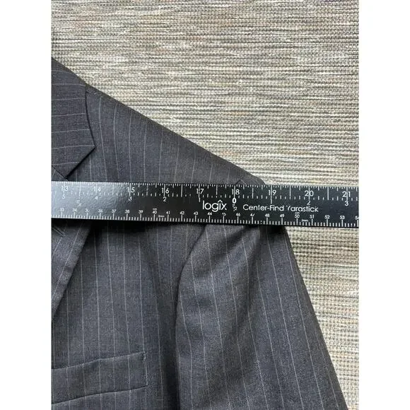 Brooks Brothers Suit Mens 44R/W39 Gray Pinstripe Wool 2 Piece Jacket Pants - Picture 12 of 16